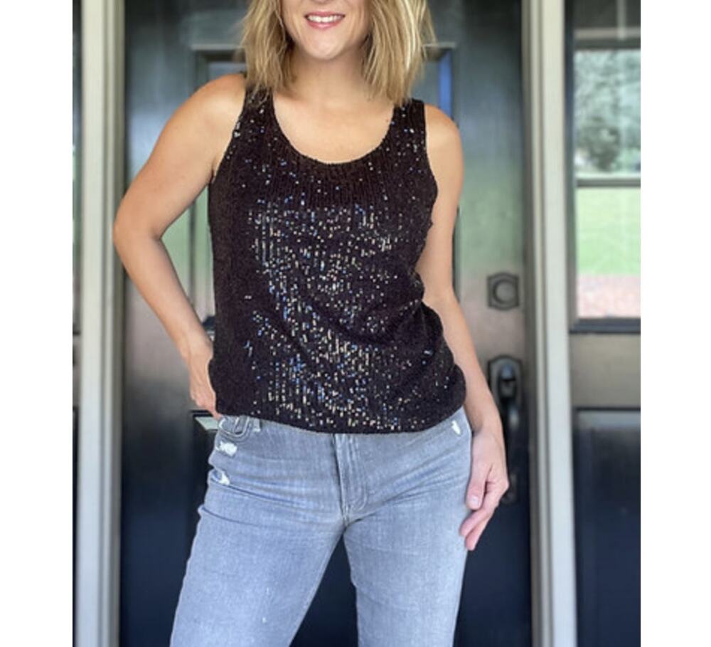Black Sequin Tank Top
